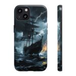 Stormy Seas Tough Phone Case - Pirate Ship Design