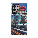 Cool Phone Case for Truck Lovers, Trucking Gifts, Unique Truck Driver Accessories, Kiss Mutha Truckin Cash Design, Fun Car Enthusiast Gift