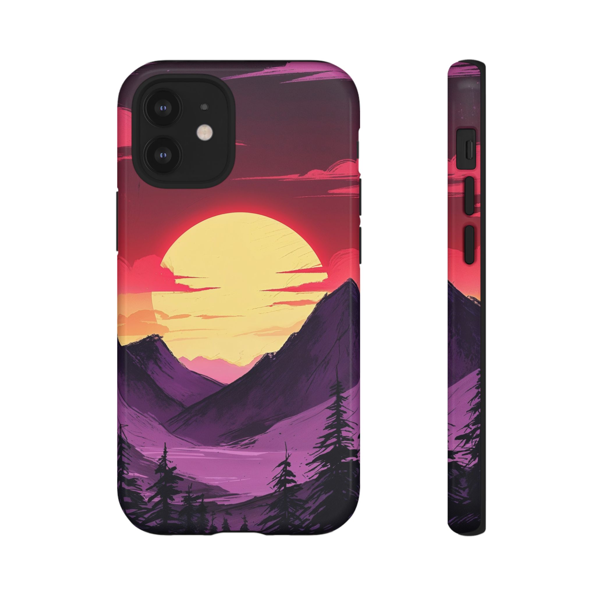 Scenic Mountain Phone Case - Tough Cases with Vintage Sunset Design