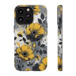 Floral Phone Case, Yellow Flower Design, Stylish Phone Protection