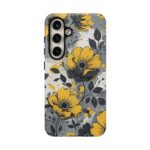 Floral Phone Case, Yellow Flower Design, Stylish Phone Protection