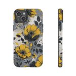 Floral Phone Case, Yellow Flower Design, Stylish Phone Protection