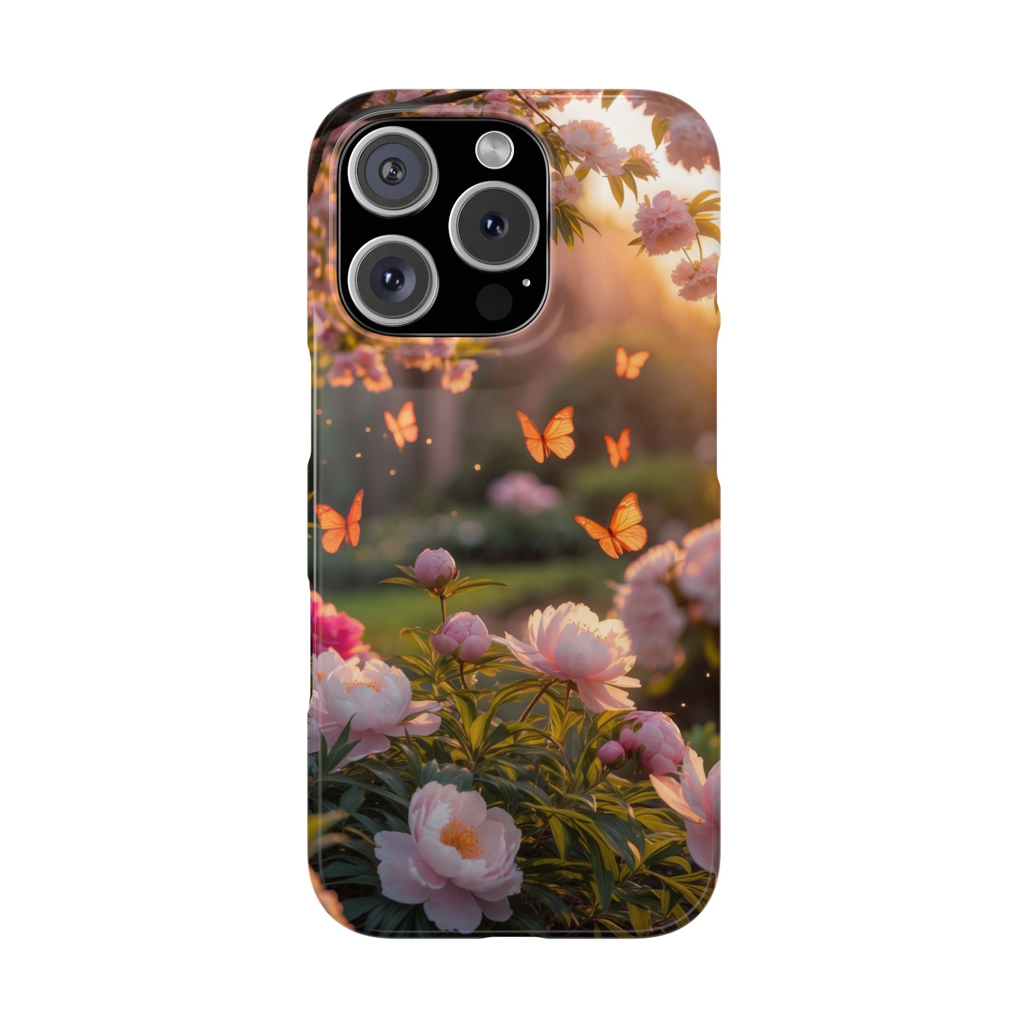 Elegant Floral Slim Phone Case with Butterflies - Perfect for Nature Lovers