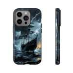 Stormy Seas Tough Phone Case - Pirate Ship Design