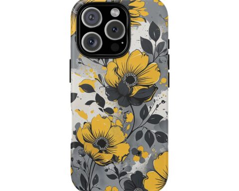 Floral Phone Case, Yellow Flower Design, Stylish Phone Protection