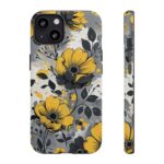 Floral Phone Case, Yellow Flower Design, Stylish Phone Protection