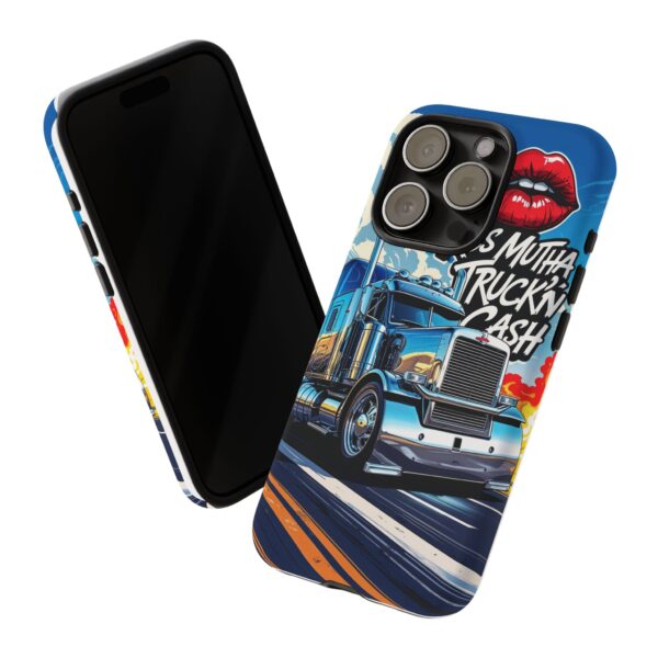 Cool Phone Case for Truck Lovers, Trucking Gifts, Unique Truck Driver Accessories, Kiss Mutha Truckin Cash Design, Fun Car Enthusiast Gift