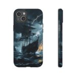 Stormy Seas Tough Phone Case - Pirate Ship Design