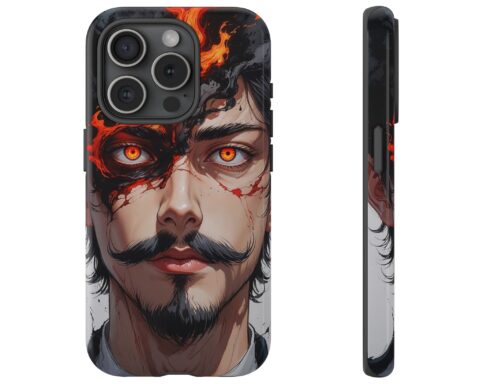 Fiery Design, Anime Style, Unique Cell Phone Accessory, Strong and Stylish
