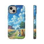 Dog-Themed Phone Case, Whimsical Pet Lover Case, Cute Animal Accessory, Nature Scene Protection, Gift for Dog Owners