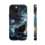 Stormy Seas Tough Phone Case - Pirate Ship Design