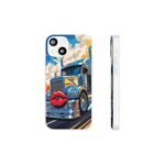 Blue Big Rig Truck with Red Lips Flexi Phone Case