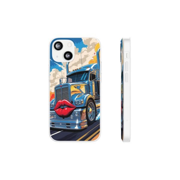Blue Big Rig Truck with Red Lips Flexi Phone Case
