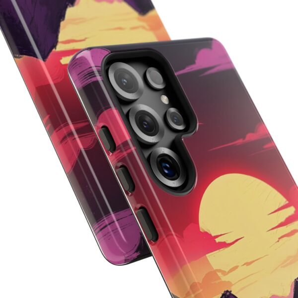 Sunset Mountain Phone Case — Retro Purple & Pink Landscape Tough Case