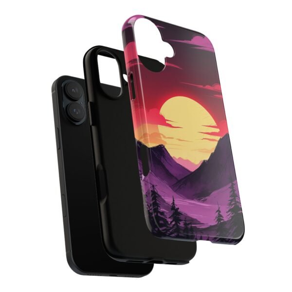 Sunset Mountain Phone Case — Retro Purple & Pink Landscape Tough Case