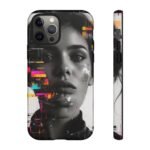 Glitch Portrait Phone Case — Neon Glitch Art Protective Phone Case