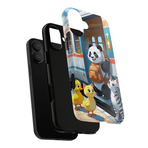 Phone Case — Cute Panda Train Ride with Cat & Ducklings