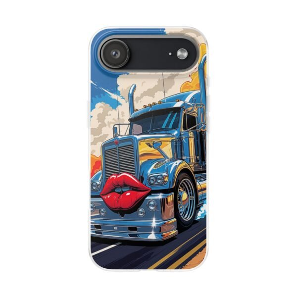 Blue Big Rig Truck with Red Lips Flexi Phone Case