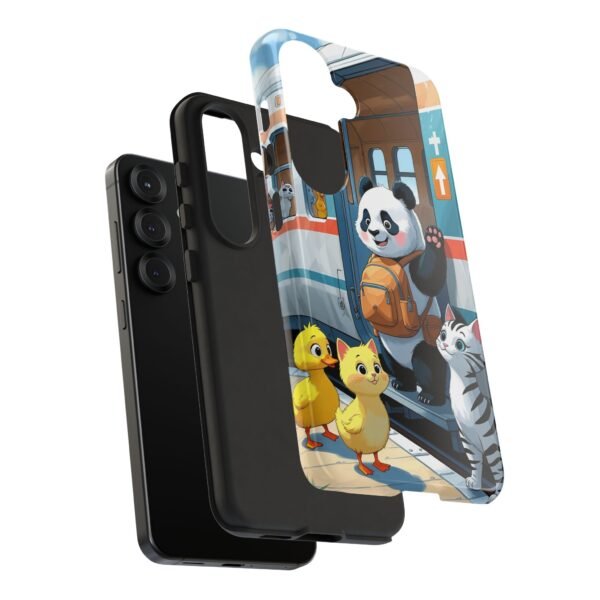 Phone Case — Cute Panda Train Ride with Cat & Ducklings