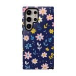 Floral Navy Tough Phone Case — Hand‑Drawn Pink & Yellow Blooms