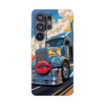 Blue Big Rig Truck with Red Lips Flexi Phone Case