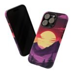 Sunset Mountain Phone Case — Retro Purple & Pink Landscape Tough Case