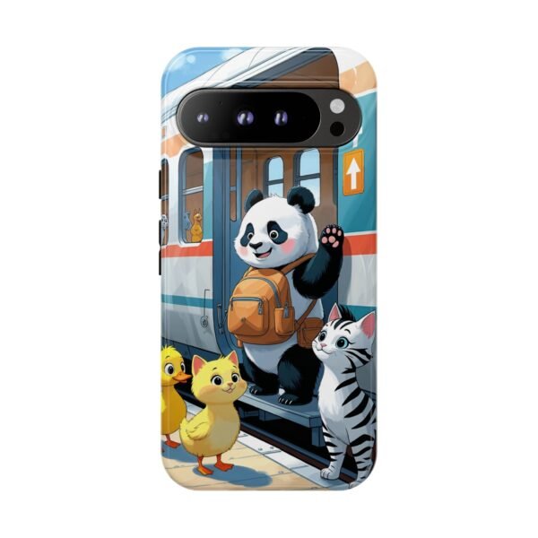 Phone Case — Cute Panda Train Ride with Cat & Ducklings