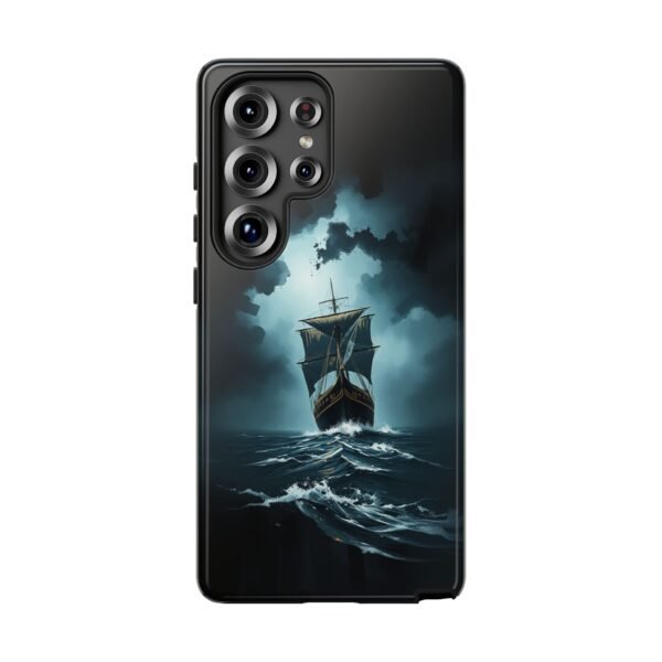 Ship in Storm Phone Case — Dark Nautical Ocean Waves Protective Cover