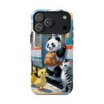 Phone Case — Cute Panda Train Ride with Cat & Ducklings
