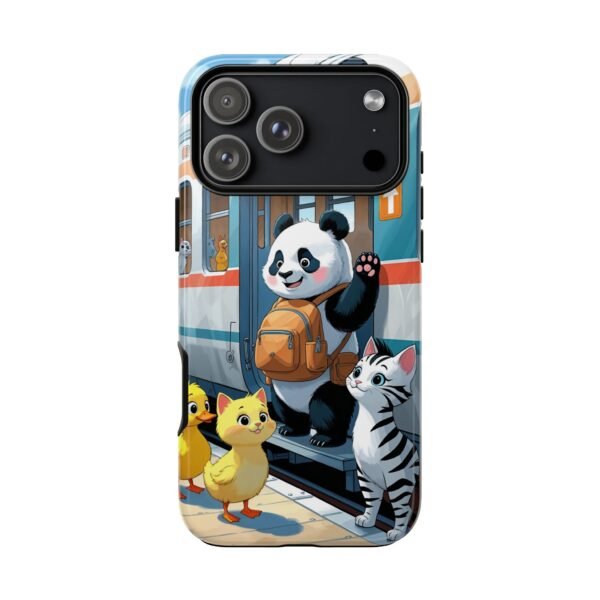 Phone Case — Cute Panda Train Ride with Cat & Ducklings