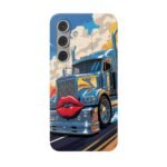 Blue Big Rig Truck with Red Lips Flexi Phone Case