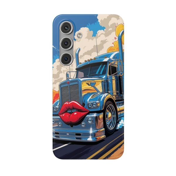 Blue Big Rig Truck with Red Lips Flexi Phone Case