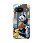 Phone Case — Cute Panda Train Ride with Cat & Ducklings