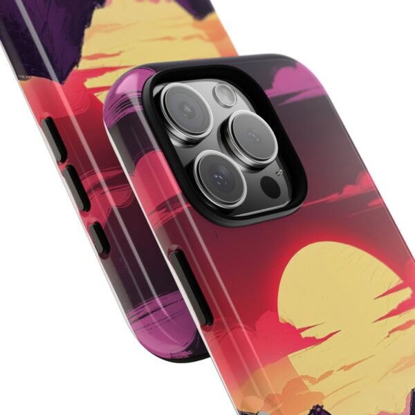 Sunset Mountain Phone Case — Retro Purple & Pink Landscape Tough Case