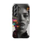 Glitch Portrait Phone Case — Neon Glitch Art Protective Phone Case