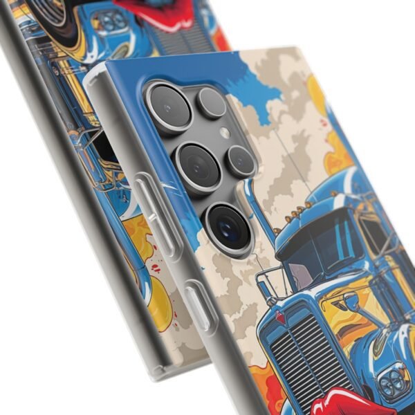 Blue Big Rig Truck with Red Lips Flexi Phone Case