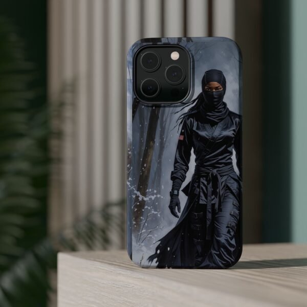 Magnetic Phone Case – Mysterious Ninja Warrior in Winter Forest