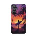Magnetic Phone Case – Tropical Sunset Surfer Palm Tree Design