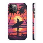 Tropical Sunset Surfer Tough Phone Case