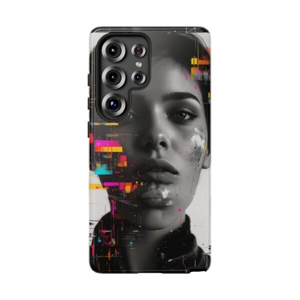 Glitch Portrait Phone Case — Neon Glitch Art Protective Phone Case
