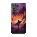 Magnetic Phone Case – Tropical Sunset Surfer Palm Tree Design