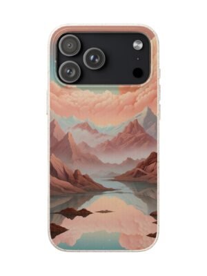 Biodegradable Phone Case – Pastel Mountain Lake Landscape