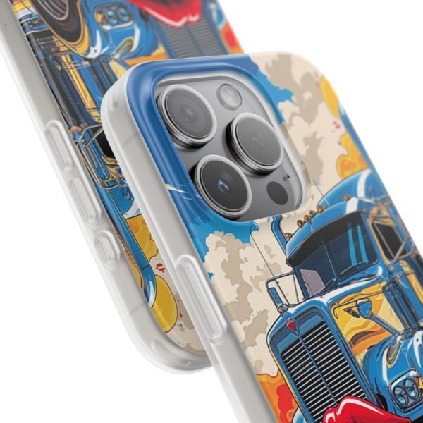 Blue Big Rig Truck with Red Lips Flexi Phone Case