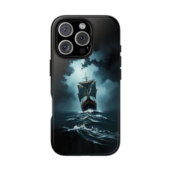 Ship in Storm Phone Case — Dark Nautical Ocean Waves Protective Cover