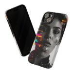 Glitch Portrait Phone Case — Neon Glitch Art Protective Phone Case