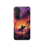 Magnetic Phone Case – Tropical Sunset Surfer Palm Tree Design