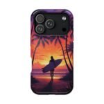 Magnetic Phone Case – Tropical Sunset Surfer Palm Tree Design