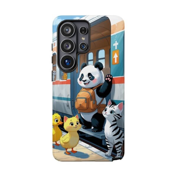 Phone Case — Cute Panda Train Ride with Cat & Ducklings