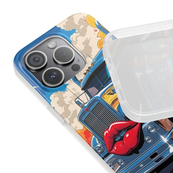 Blue Big Rig Truck with Red Lips Flexi Phone Case