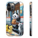 Phone Case — Cute Panda Train Ride with Cat & Ducklings